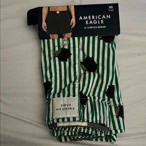 American Eagle Green and White Striped Boxers St Patricks Day